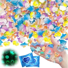 BESTSKY Mini Glow in the Dark Animal Resin Models,Individually Wrapped Blind Bags Tiny Animal Figurines,Collectible Mini Animals for Fairy Garden,Diy Crafts (50,Ocean)
