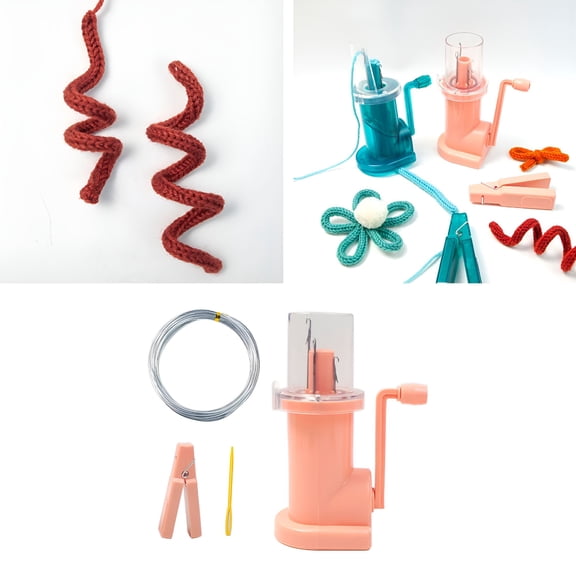 BESTSKY Mini Knitting Machine DIY Mini Sewing Knitting Manual Spool Knitter Household PP for DIY Crafts Scarves Sweaters Spiral Loop Knots Pink