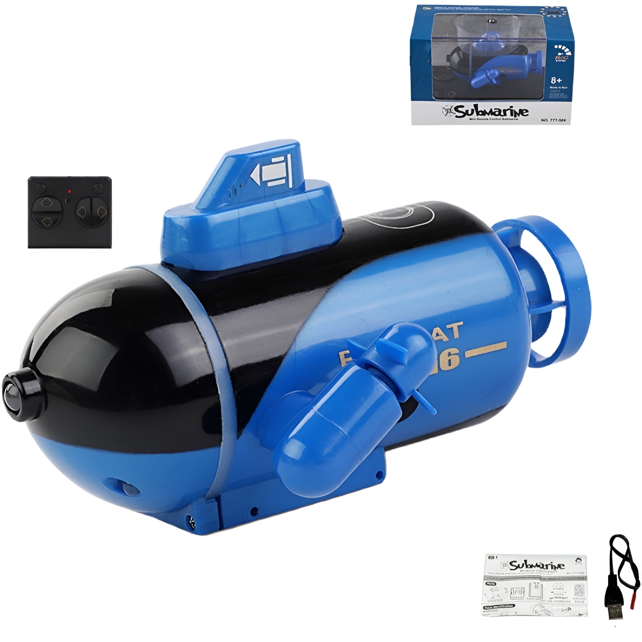 BESTSKY Mini Model Nuclear Submarine Rechargeable RC Boat Toy Remote Control Submarine,Blue