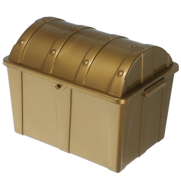 BESTSKY Mini Pirate Treasure Chest, Vintage Gold Plastic Storage Box for Kids, Small Toy Organizer for Role Play and Party
