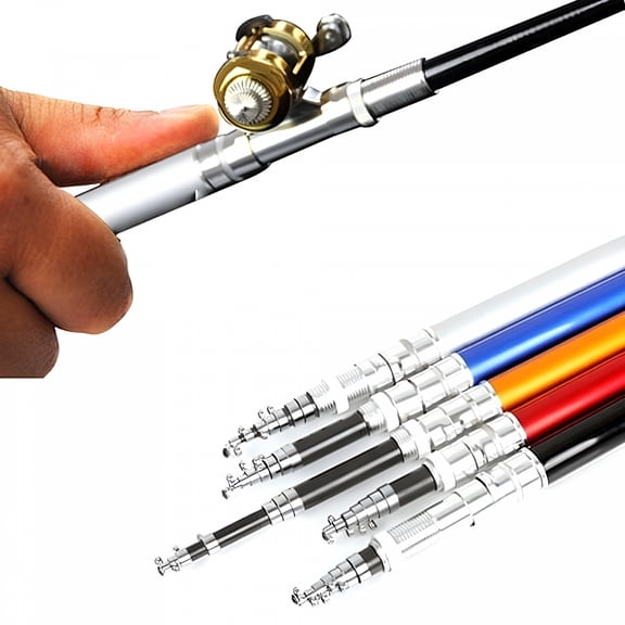 BESTSKY Mini Portable Fish Pen Shape Spinning Pole Aluminum Alloy Telescopic Fishing Rod