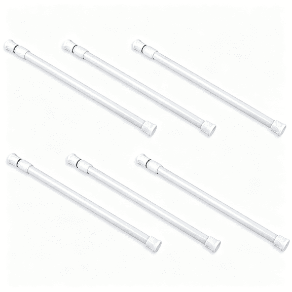 BESTSKY Mini Tension Rod Cabinet Curtain Rod 6 Pack Adjustable Small Tension Rods 12-20" Spring Tension Curtain Rods for Rv Fridge Cupboard Window Closet Small Tension Rod