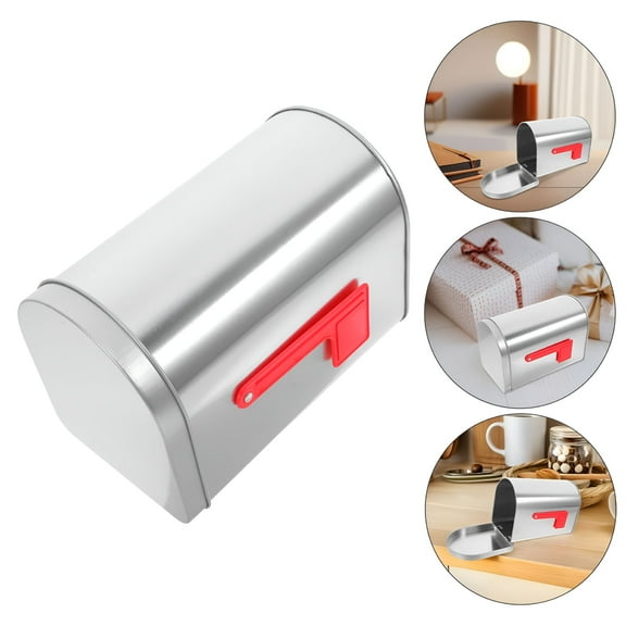 BESTSKY Mini Tinplate Mailbox Toy Small Mailbox Tin with Flags Post Mount Mailbox Tin Letter Box for Boys Girls Diy Projects Classroom Exchange Activities