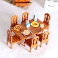 thumbnail image 1 of BESTSKY Miniature Dining Table & Chair Set for Dollhouse,1:12 Scale Wooden Furniture Model 5pcs Doll House Mini Classic Decoration Accessories DIY Hobby Gift (Brown), 1 of 4
