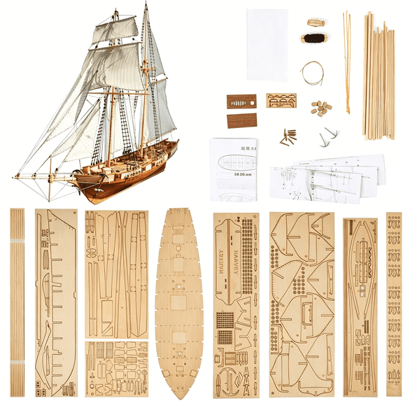 BESTSKY Model Building Kits - Scale 1/96 Classics Antique Ship Model Wooden Sailboat DIY Hobby Boat for Adults, Ship in a Bottle Kit