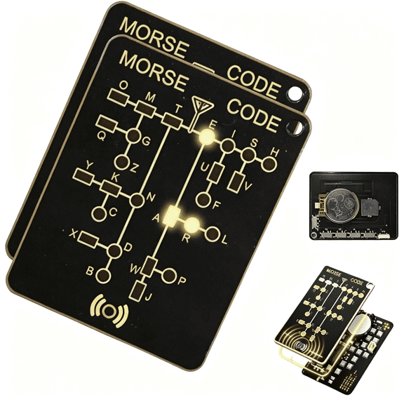 BESTSKY Morse Code Trainer Card, Portable Interactive Led Telegraph Trainer with Signal Buttons, Audio Visual Feedback & Record Playback Function for Adult Encryption