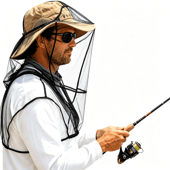 BESTSKY Mosquito Head Net for Insects Elastic Drawstring Extra-Large Ultra-Fine Mesh Ideal for Fishing,Hiking,Cycling Hat with Mesh for Bugs