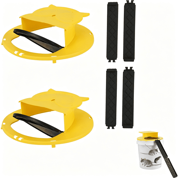 BESTSKY Mouse Bucket Trap, Auto-Reset Bucket Lid Mouse Trap, 5-Gallon Compatible, Efficient for Mouse Rat Control Indoor and Outdoor Bucket Mouse Trap (2Packs)