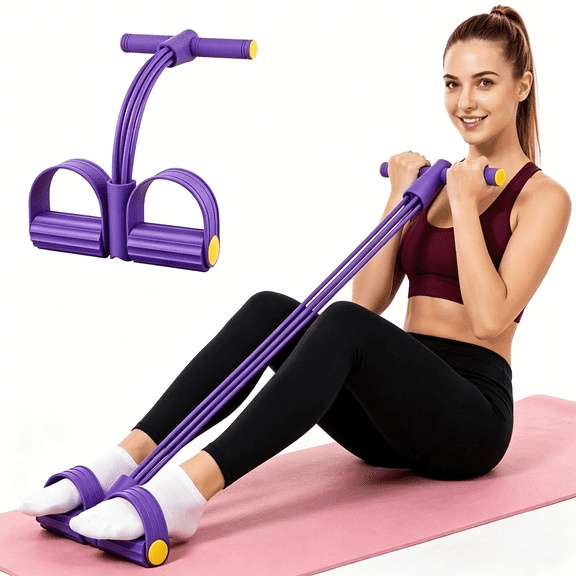 BESTSKY Multifunctional Pedal Resistance Band with Handle,4/6/8 Tubes for All Weights,Heavy-Duty Tpe Tubes with 300% Stretch for Full Body Workouts