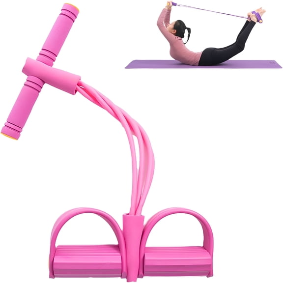 BESTSKY Multifunctional Tension Cord with Foot Pedal & Handle - 4-Tube Elastic Resistance Band for Abdomen,Waist,Arm,And Leg Training,Portable Home Gym Equipment for Women,Yoga,Pilates
