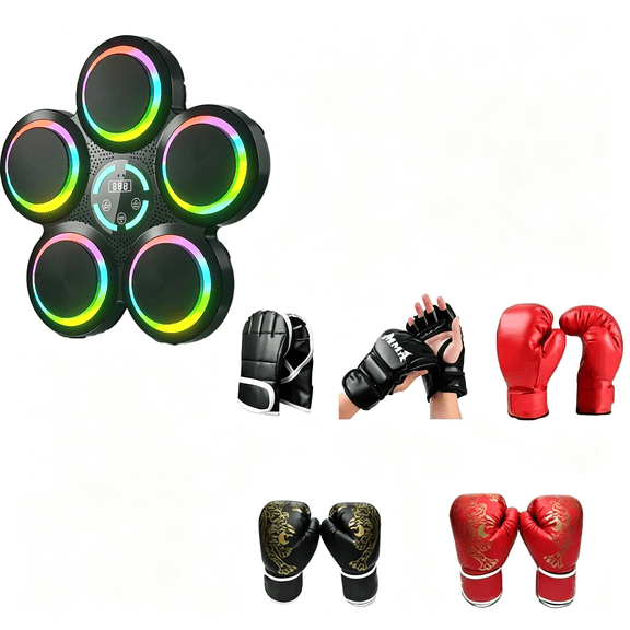 BESTSKY Music Boxing Machine - 2026 Interactive Boxing Trainer - 2 Pairs of Gloves - for Kids & Adults - Wall Mounted Easy Installation - 9 Speeds 9 Modes - Electronic Boxing Target