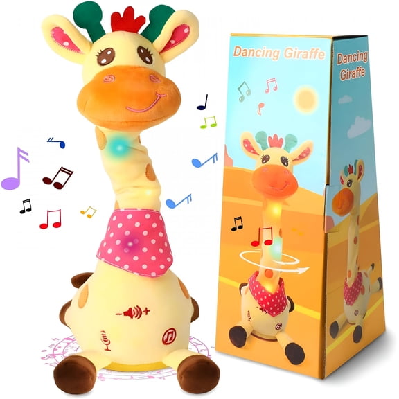 BESTSKY Musical Giraffe Stuffed Animal, Interactive Dancing Talking Plush Toy with 15s Recording, Adjustable Volume, Cute Nursery Gift for Toddlers
