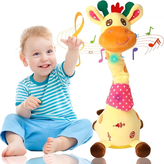 BESTSKY Musical Giraffe Toy Sings, Dances & Repeats What You Say, Dancing Talking Giraffe Plush Toy, with Shining Lights, Adjustable Volume Function, Interactive Voice Imitation (Battery)