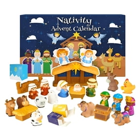 BESTSKY Nativity Advent Calendar 2025 Little People christmas advent calendars ,Christmas Advent Calendar for Kids,(White)