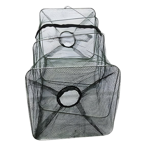 BESTSKY Nylon Folding Crawfish Minnow Trap Fishing Bait Net, 19" x 8" x 8"