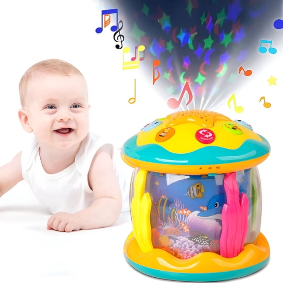 BESTSKY Ocean Rotating Baby Musical Toys 4 in 1,Infant Night Light Up Toys,Tummy Time Crawling Toy,Early Educational Gift for Boy Girl Toddlers,Ideal for Birthday Christmas Baby Christmas Gifts