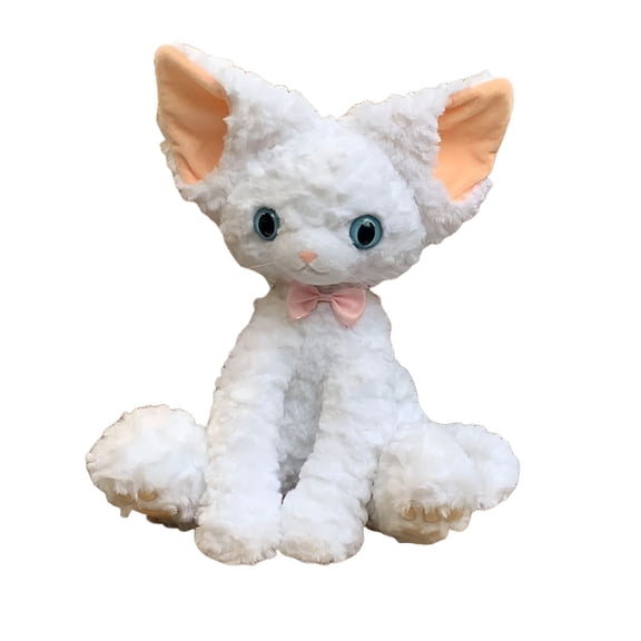 BESTSKY Organic Baby Toys Curly Haired Cat Stuffed Animal with Lullaby Music, Infant Sensory Plush for 0-36 Months Boys & Girls, Newborn Nursery Gift