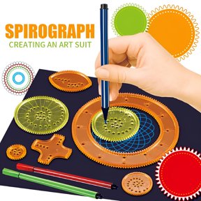 BESTSKY The Original Spirograph Deluxe Set - Spiral Art Kit for Kids 8-12 with Flower Ruler and Kaleidoscopic Drawing Templates - Retro Spin Art Craft Set, Educational Art Supplies