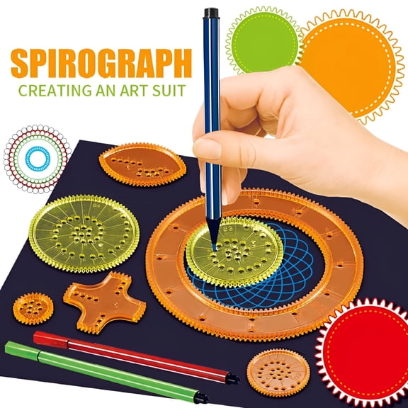 BESTSKY The Original Spirograph Deluxe Set - Spiral Art Kit for Kids 8-12 with Flower Ruler and Kaleidoscopic Drawing Templates - Retro Spin Art Craft Set, Educational Art Supplies