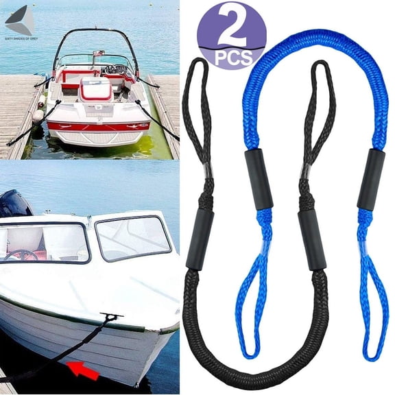 BESTSKY Pack of 2 Boat Bungee Dock Line Marine Rope, 4-5.5 FT Anchor Mooring Rope For Boats Pontoon, Jet Ski, Kayak Docking Lines PWC Dock Line (Black)
