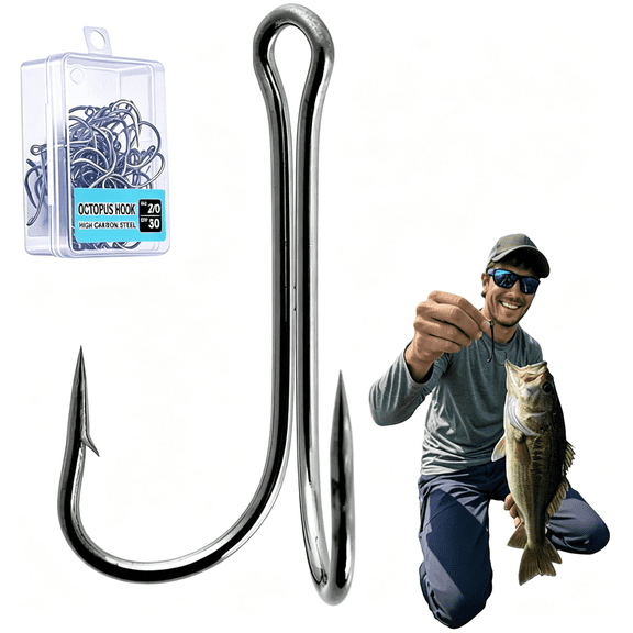 BESTSKY Pack of 30 Fishing Double Frog Hooks,High Carbon Steel,2X Strong-Ideal for Bass Fishingin Salt&Freshwater,Durable Frog Hooks for Bass Fishing for Angling