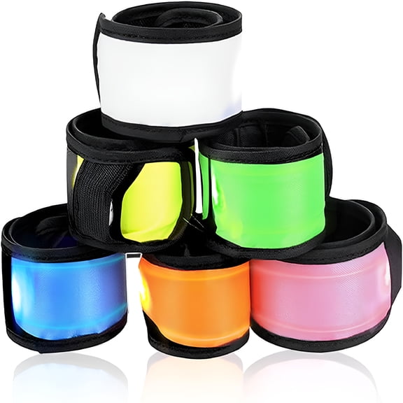 BESTSKY Pack of 6 Led Light Up Band Slap Bracelets Night Safety Wrist Band for Cycling Walking Running Concert Camping Outdoor Sports