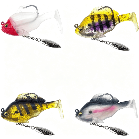 BESTSKY Paddle Tail Swimbaits Fishing Lures,Soft Weedless Swim Baits with Spinner Blades,3D Eyes and Hidden Hook,Freshwater Saltwater Fishing Gear for Bass,Crappie,Trout,Catfish,Carp,Walleye