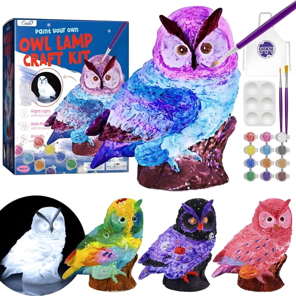 BESTSKY Paint Your Own Owl Lamp Kit,Art Supplies Arts & Crafts Kit,Painting kit for Kids 6-12,Arts and Crafts for Kids Ages 8-12,Toys Birthday Gift Ages 6 7 8 9 10 11 12+