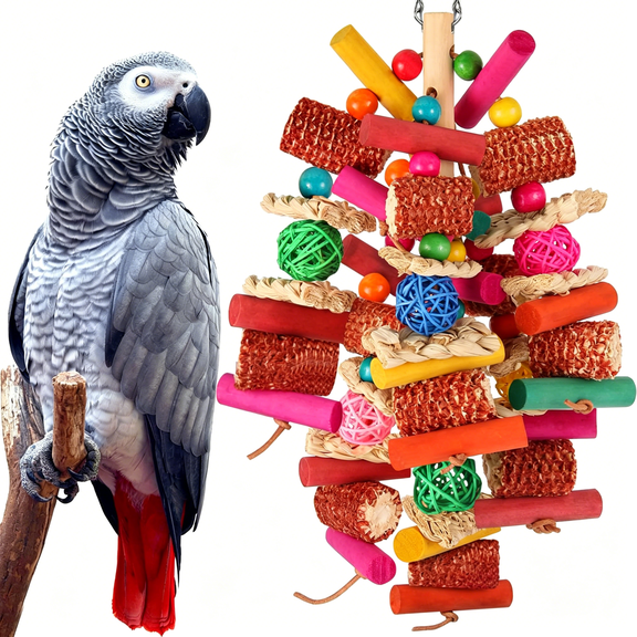 BESTSKY Parrots Toys for Cockatiels,Budgies,Conures,Lovebirds,Quakers,Parrotlets,Caiques,Senegals&Other Small/Medium Birds-Natural Chewing&Foraging Toy