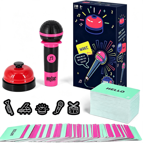 BESTSKY Party Game-Ultimate Music Trivia Challenge for 2-10 Players,New Music Version of Family Card Game,125 Lyric Cards, Microphone & Games Board,Perfect for Adults & Music Lovers Games Night
