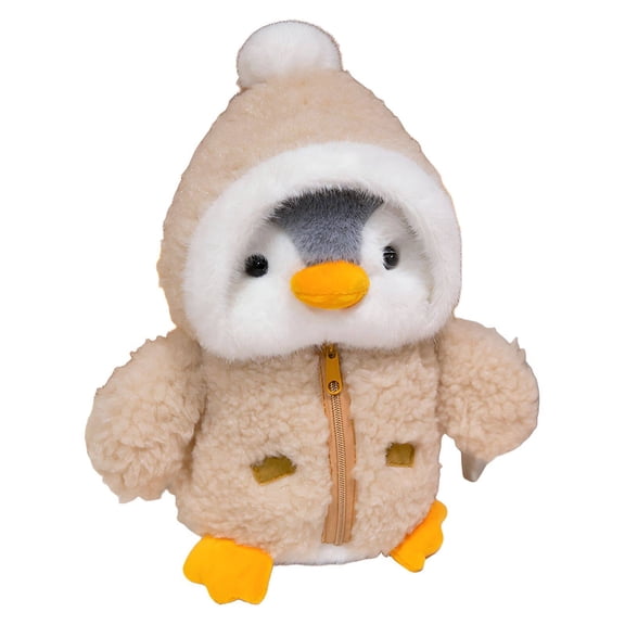 BESTSKY Penguin Plush Toy 25cm, Soft Skin-Friendly Stuffed Animal with Detachable Hat, Cute Brown Plushie for Kids, Home Decor, Collectors, and Holiday Gifting