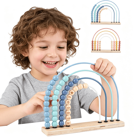 BESTSKY Personalized Rainbow Wooden Abacus Toy, Custom Name Counting Bead Set, Educational Math Toy for Toddlers, Promotes Fine Motor Skills & Color Recognition, Birthday Gift