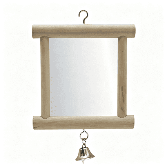 BESTSKY Pet Bird Mirror with Bell Interactive Parrot Toy for Parrot Macaw African Greys Budgies Cockatoo Parakeet Cockatiels Conure Lovebird Cage Bells Mirror (C)