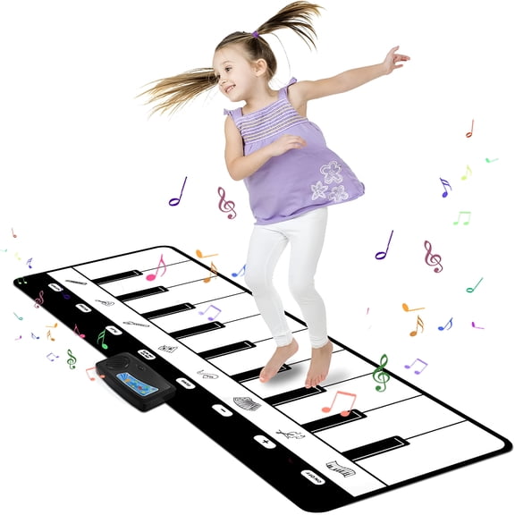 BESTSKY Piano Musical Mat, Floor Keyboard Playmat with 8 Instrument Sounds, Early Educational Toys for Toddlers, Interactive Music Dance Gift for Boys Girls Ages 1-5