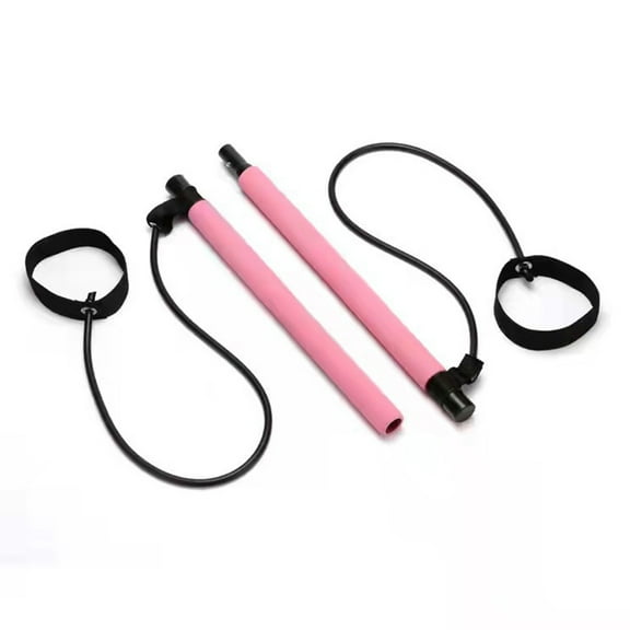 BESTSKY Pilates Bar Kit,Multi-Functional Exercise Stick with Resistance Bands for Full-Body Training,High-Density Foam Handle Pilates Bar,Pink