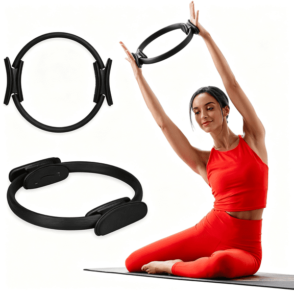 BESTSKY Pilates Ring Fitness Circle - Lightweight & Durable Foam Padded Handles, Flexible Resistance Exercise Equipment for Toning Arms, Thighs/Legs & Core