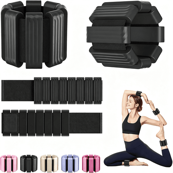 BESTSKY Pilates Wrist and Ankle Weights for Women - Adjustable Weighted Bangles for Men, 2 Lbs Weighted Arm Bands Foot Leg Weights for Walking, Yoga, Training, Exercise, Running, Set of 2 (1Lb Each)