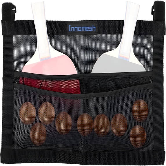 BESTSKY 2026 New Ping Pong Paddle Case with Mesh Storage Bag,Under Table Tennis Racket Holder for Balls&Paddles,Hanging Pickleball Paddle Rack Organizer,Easy Install Ping Pong Ball Holder with Straps