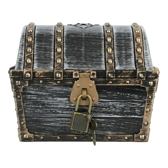 BESTSKY Pirate Treasure Chest Box for Kids, Plastic Toy Storage Container for Adventure Role Play, Party Favors, and Jewelry