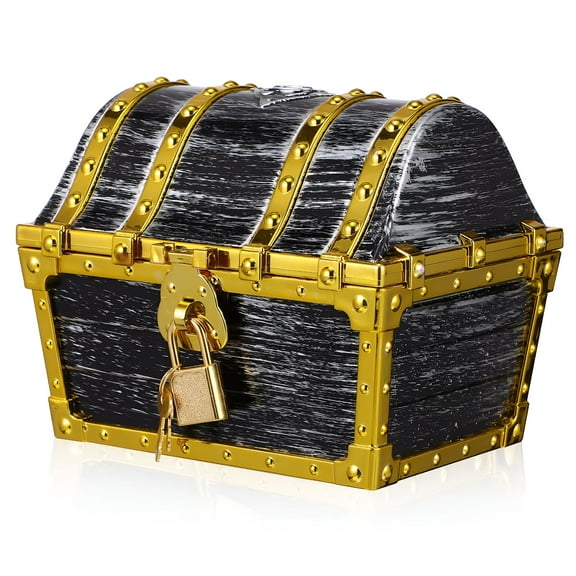BESTSKY Pirate Treasure Chest Game Prop Decorative Plastic Treasure Box with Lock and Key