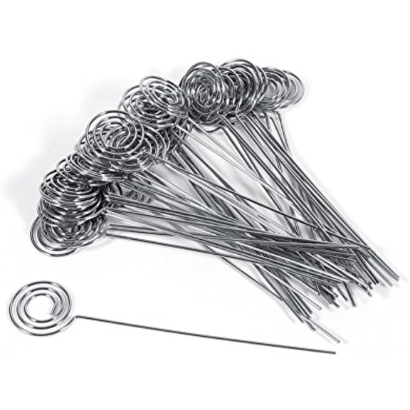 BESTSKY Place Card Holder Pick,50PCS Silver Metal Clamp Wires Photo Card Picture Memo Paper Note Display Clip Holders For DIY Craft And Gift Making, Note Memo Holder(Silver),Ring Loop