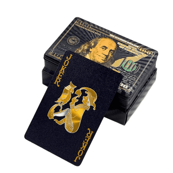 BESTSKY Playing Cards,Waterproof Playing Cards,Deck of Cards,Black Gilt Black Dollar