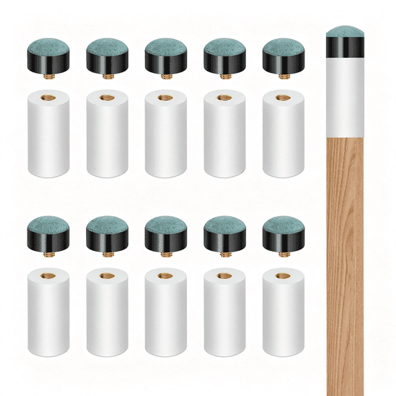 BESTSKY Pool Cue Tips Replacement Kit (12Mm\/13Mm, 5Pcs Each) | Pool Stick Tip Screw on Pool Stick Tips Billiard Cues Tips with White Pool Cue Stick Ferrules for Stick Tip Replacement