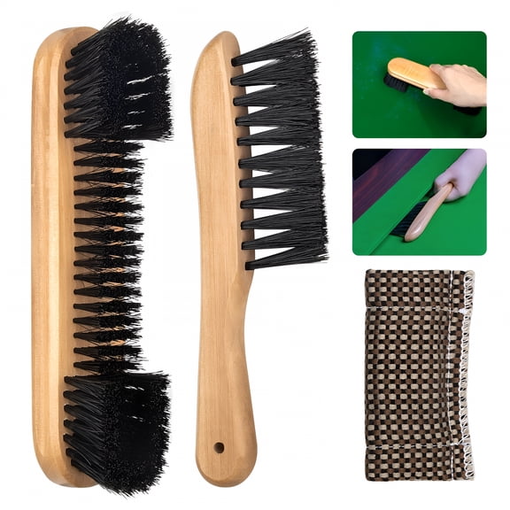 BESTSKY Pool Table Brush Set with 3 Tools, Brushes Made of Pure Solid Wood and Nylon Bristle, Pool Table Accessories for Pool Table