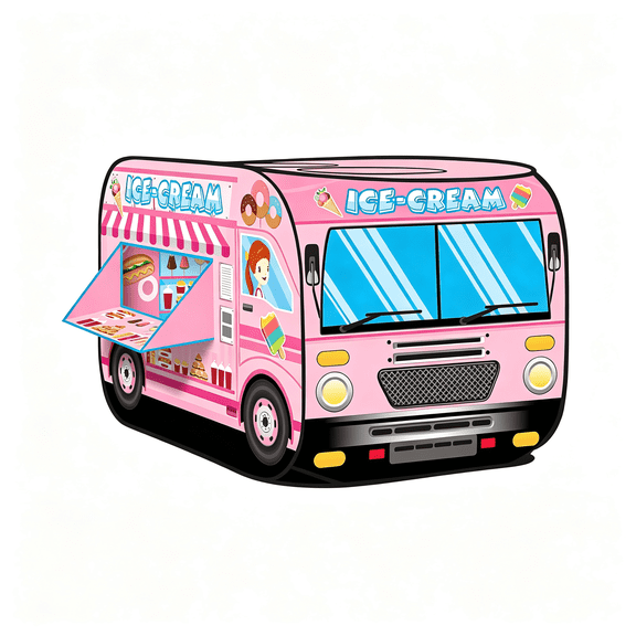 BESTSKY Pop Up Play Tent for Kids Ice Cream Truck Playhouse|Indoor &Outdoor Toddler Foldable Ice Cream Tent,Pop Up Tent Kids