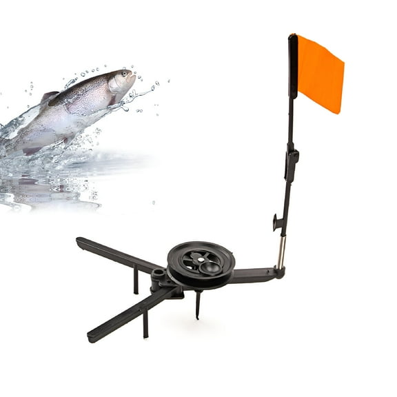 BESTSKY Portable Durable Ice Fishing Rod Tip-up, Compact Orange Flag Tackle Accessory, for Ice Fishing, Lake Fishing, Winter Sports, Fast Alert, Easy Set, Good Sensitivity.