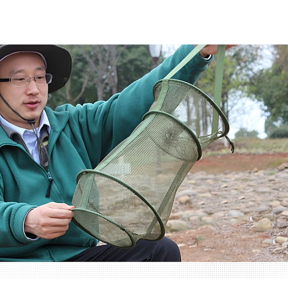 BESTSKY Portable Fishing Landing Net with Durable Mesh for Sto Fish Shrimp Crab in Light Green 4 Sp Wire Frames