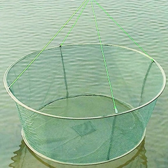 BESTSKY Portable Foldable Fishing Net Hand Net with Fishing Rope Handle for Catching Fishes Shrimps Crabs Lobster