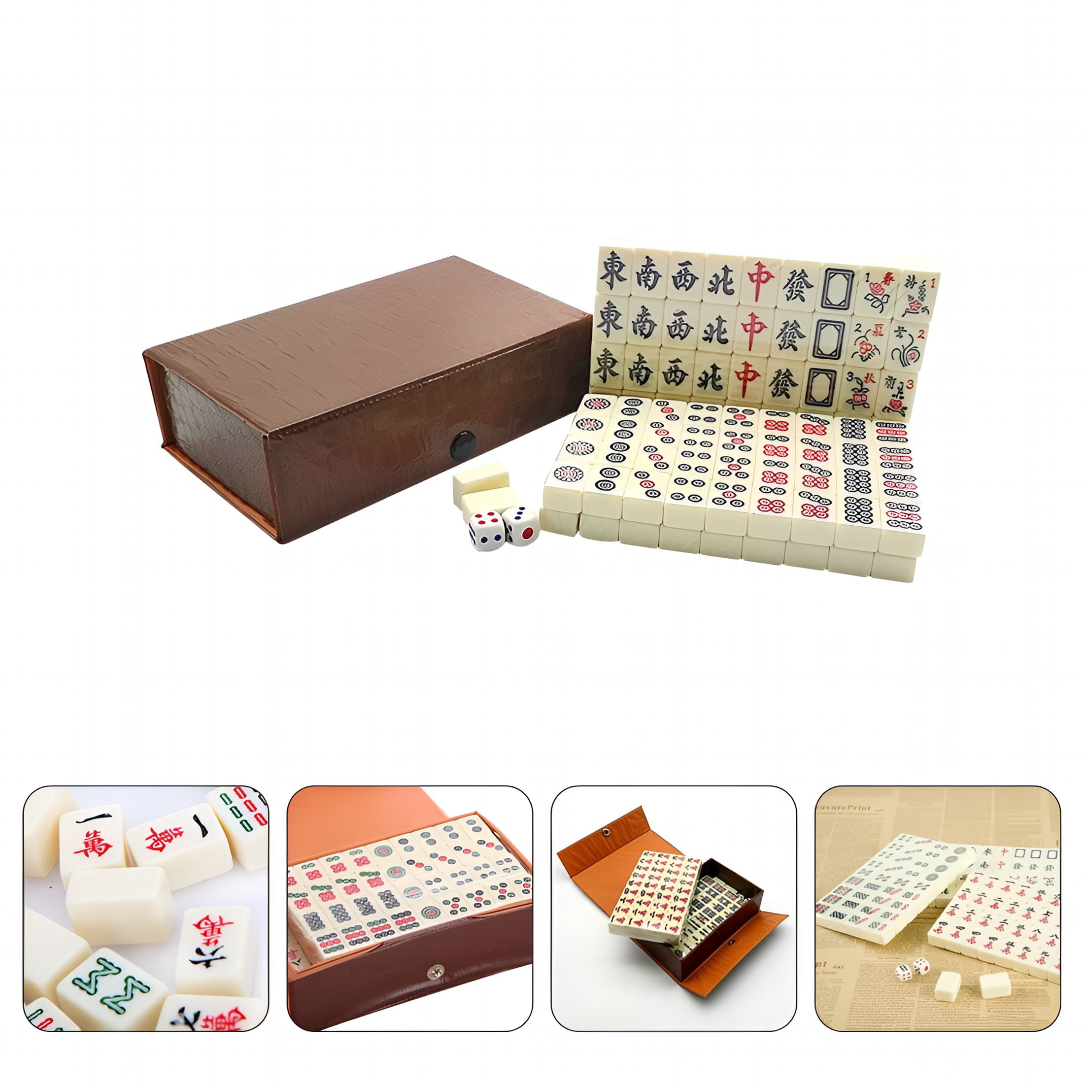 BESTSKY Portable Mahjong Set - 1 Set Party Game for Family and Friends, Travel Friendly, and Lightweight