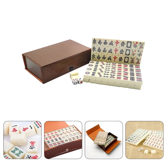 BESTSKY Portable Mahjong Set - 1 Set Party Game for Family and Friends, Travel Friendly, and Lightweight